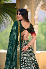Tussar Silk Ikkat Patola Lehenga Choli Set