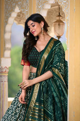 Tussar Silk Ikkat Patola Lehenga Choli Set