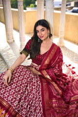 Tussar Silk Ikkat Patola Lehenga Choli Set