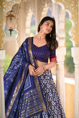 Tussar Silk Ikkat Patola Lehenga Choli Set