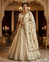 Pure Viscose Cosmos Tissue Silk Skirt–Blouse Set with Dupatta