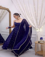 blue 3-Piece Set with dupatta