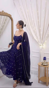 blue 3-Piece Set with dupatta