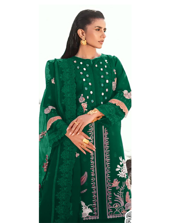 In green this suit salwar captivates with its stunning prints and exquisite embroidery