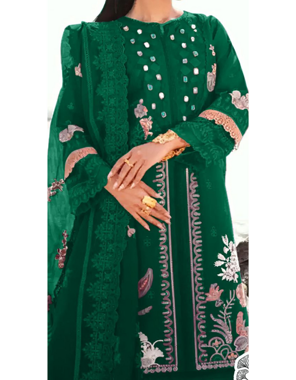 In green this suit salwar captivates with its stunning prints and exquisite embroidery