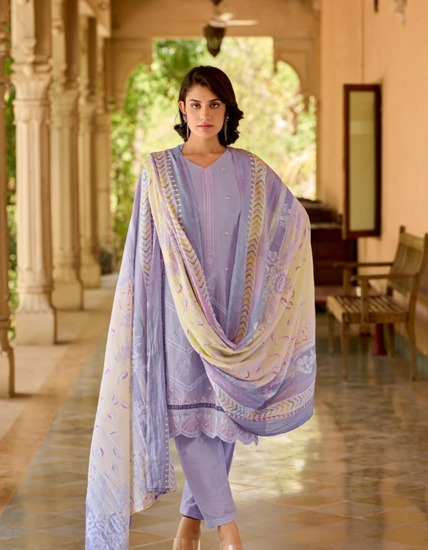 Light purple suit salwar, meticulously crafted with delicate embroidery