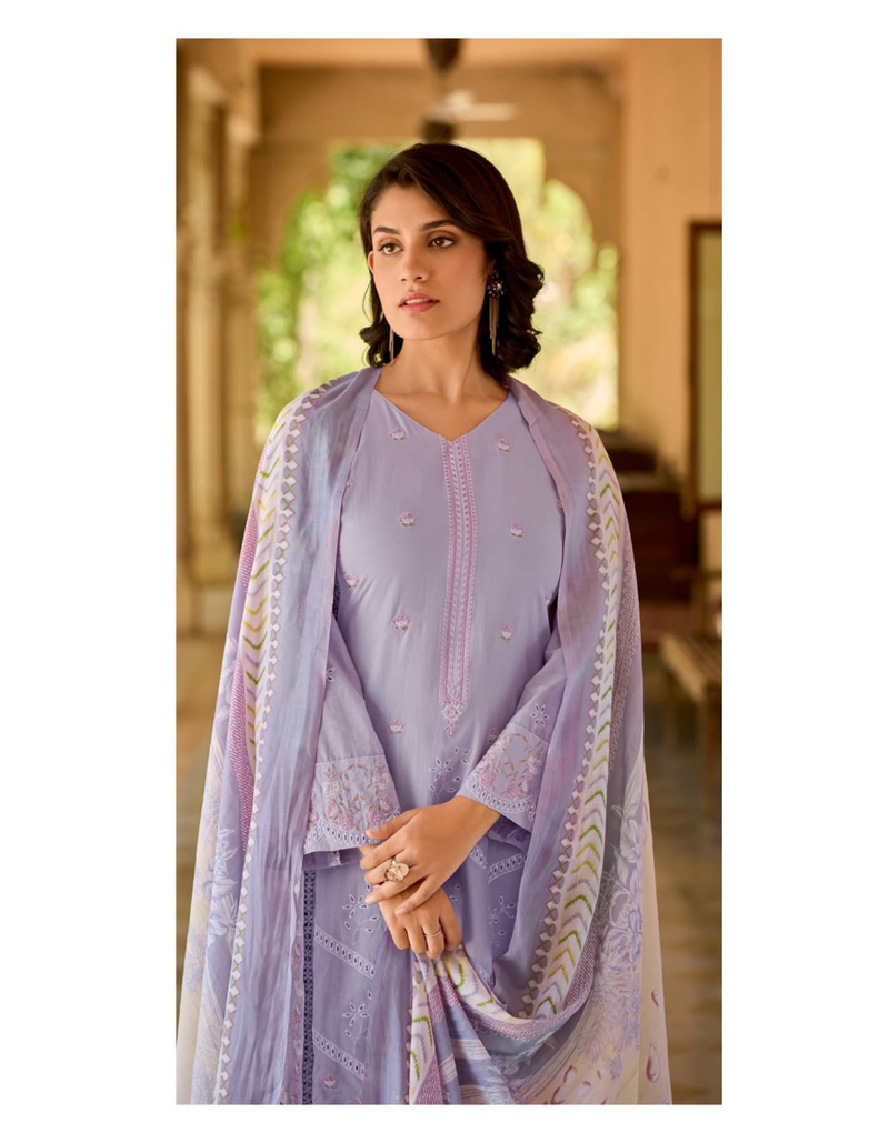 Light purple suit salwar, meticulously crafted with delicate embroidery