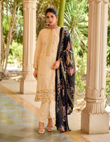 Elegance meets contemporary charm in this cream suit salwar