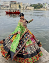 Celebrate with this stunning multi-color lehenga and choli ensemble