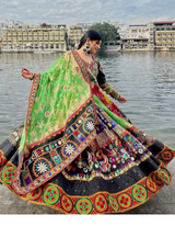 Celebrate with this stunning multi-color lehenga and choli ensemble