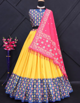 Yellow lehenga and choli ensemble, perfect for adding a vibrant touch