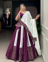 Captivating purple lehenga and choli ensemble white dupatta