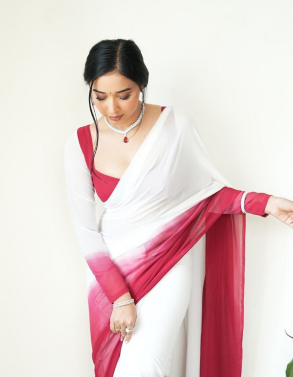 Embrace classic sophistication with this ready-to-wear saree