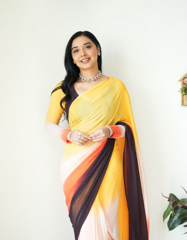 Embrace the vibrancy of this ready-to-wear saree