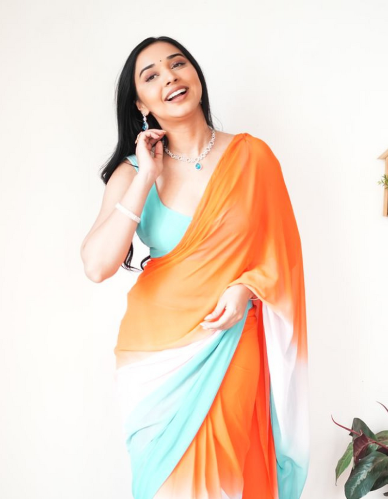 Embrace the beauty of this ready-to-wear saree. Blend of tradition and contemporary style.&nbsp;