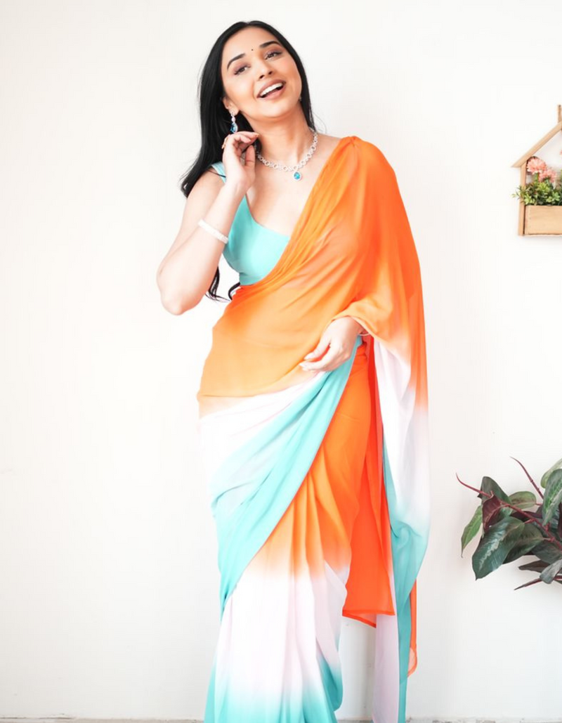 Embrace the beauty of this ready-to-wear saree. Blend of tradition and contemporary style.&nbsp;