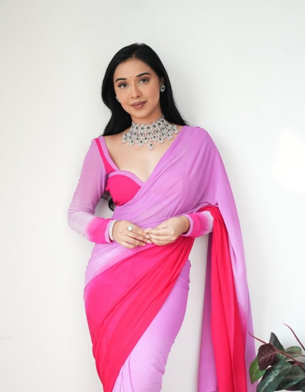 Embrace the charm of this ready-to-wear saree