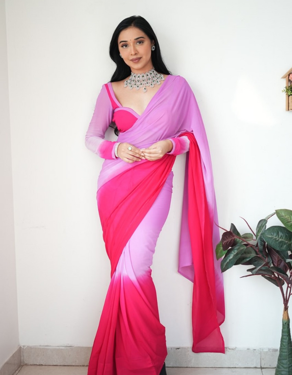 Embrace the charm of this ready-to-wear saree