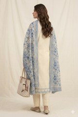 Pakistani Lawn 3-Piece Suit – Blue Floral Collection