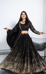 Black Ethnic Lehenga Choli Set with Dupatta