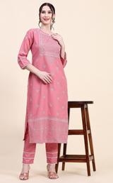 Pink Blossom Printed Kurta Set