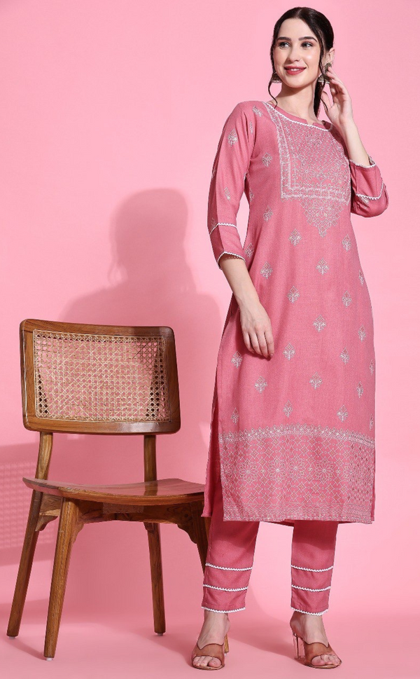 Pink Blossom Printed Kurta Set