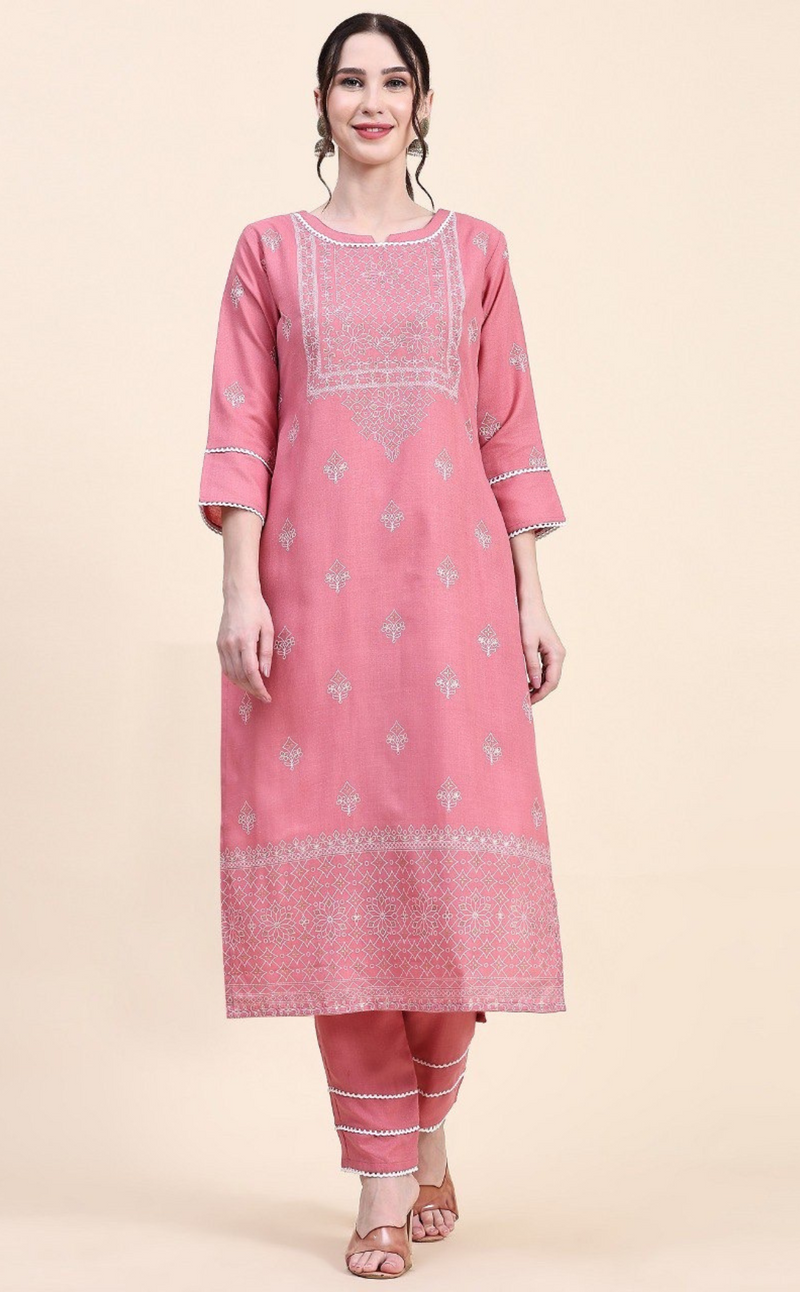 Pink Blossom Printed Kurta Set