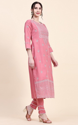 Pink Blossom Printed Kurta Set