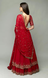 Royal Red Lehenga Choli with Dupatta & Artistic Embroidery