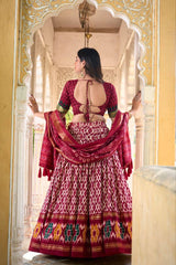 Tussar Silk Ikkat Patola Lehenga Choli Set