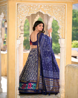 Tussar Silk Ikkat Patola Lehenga Choli Set