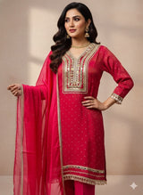 Top–Pant–Dupatta Set with  premium shimmer viscose silk