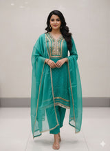 Top–Pant–Dupatta Set with  premium shimmer viscose silk