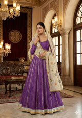 Pure Viscose Cosmos Tissue Silk Skirt–Blouse Set with Dupatta